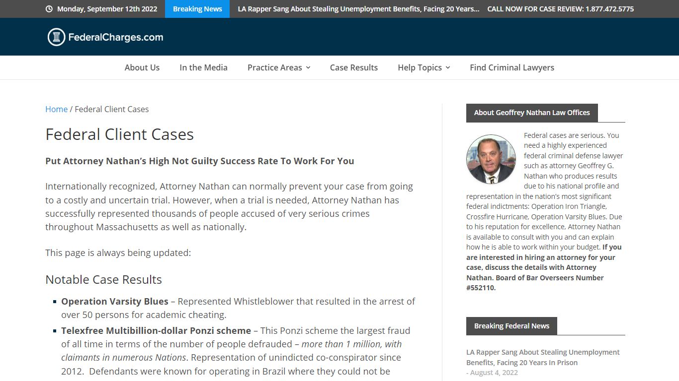 Federal Client Cases | Federal Charges.com