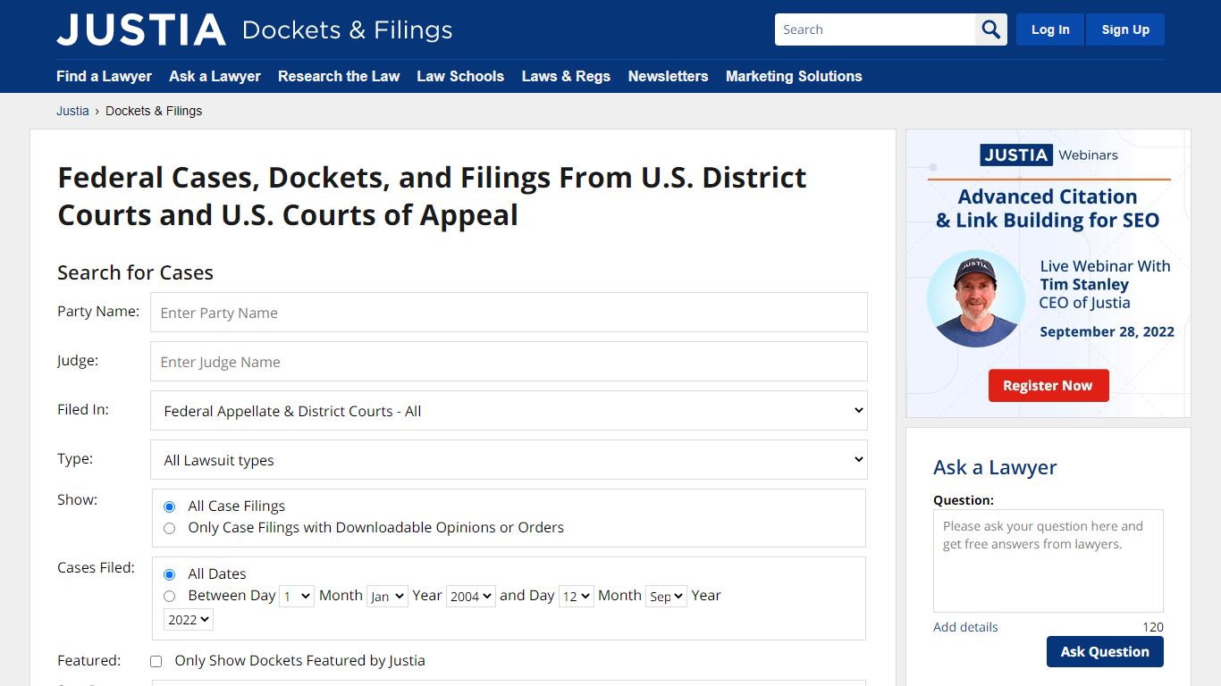 Justia Dockets & Filings - U.S. District Court and U.S. Court of ...